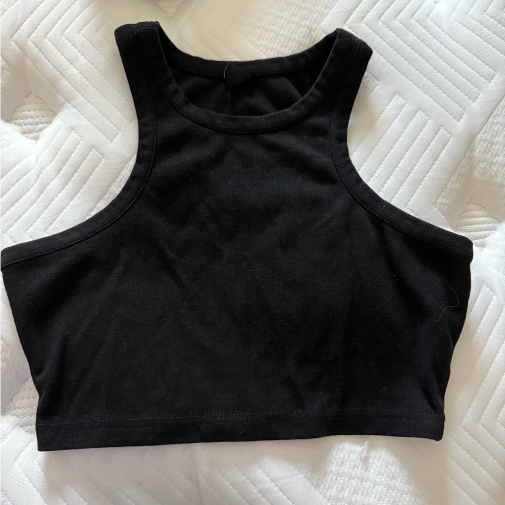 Black Sleeveless Crop Top